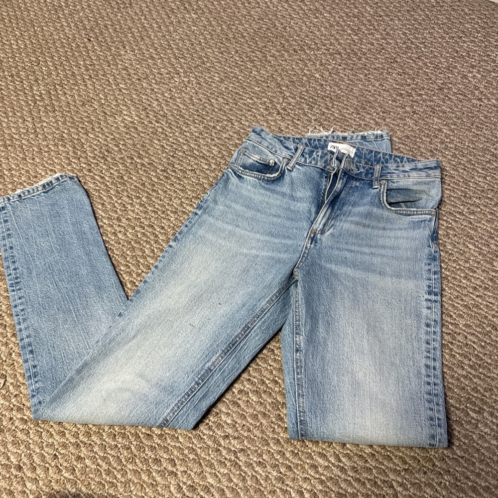 Zara Light Blue Straight Leg Jeans
